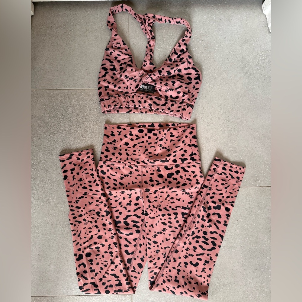 Beach Riot Black and Pink Animal Print Activewear